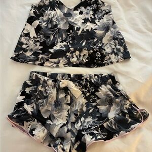 Victoria's Secret Satin Camisole and Flutter Shorts Floral Set Size Small